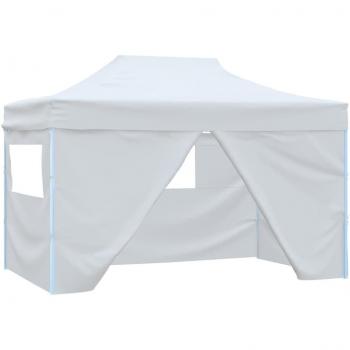 Carpa plegable profesional de acero blanco con 4 paredes, dimensiones 3x4 m