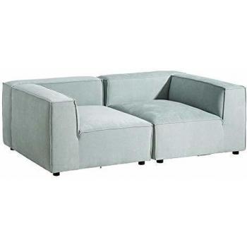 Sofá Modular de Esquina, de 2 módulos, contemporáneo Verde de Terciopelo y Plumas, de 240x109x67 cm - LOLAhome