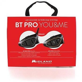 Midland BT Pro You & Me - Intercomunicador para Moto con Altavoces Hi-Fi, Negro