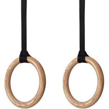 Yimidear Anillos de Gimnasia, Madera Anillos Olímpicos con Correas de Hebilla Anillos de Gimnasio para Entrenamiento de Fuerza, Crossfit, Dominadas y Dips