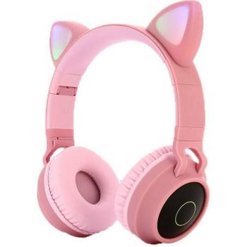 Auriculares Inalámbricos con Orejas de Gato LED, Bluetooth 5.0, Cancelación de Ruido, Soporte para Tarjeta TF y Radio FM, Micrófono Inalámbrico y Alámbrico