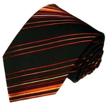 Lorenzo Cana - exclusiva seda corbata - Naranja Negro Rojo Rayas Rayas corbata de seda 100% - 36027