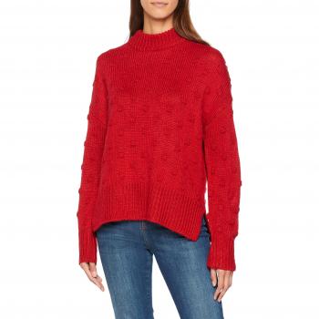 PIECES Pcfay LS Wool Knit BF, suéter para Mujer, Rojo Scooter, 42