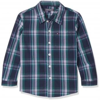 Tommy Hilfiger Check Shirt L/s, Blusa para Niños, Azul