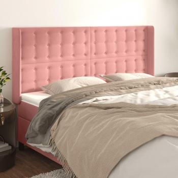 Cabecero con orejas de terciopelo rosa 183x16x118/128 cm Vidaxl Rosa