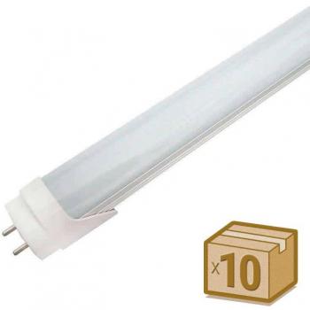 Pack 10 Tubos LED T8 SMD2835 Epistar - Aluminio - 18W - 120cm, Conexión dos Laterales, Blanco Cálido.