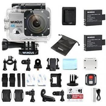 Camaras Deporte 4K WiMiUS Q3 WIFI Ultra HD Impermeable DV Videocámara 16MP 170 Grados gran Angular 2 Pulgadas LCD Screen / 2.4G control Remoto / 2 Baterías Recargables-Plata
