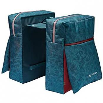 Bolsa para bicicleta Vaude TwinZipper, color gasolina oscuro, alforjas de ciclismo, diseño compacto y funcional, capacidad de almacenamiento ampliable, sistema de sujeción fácil y seguro, resistente al agua y a la abrasión