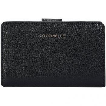 Cartera Coccinelle Metallic Soft de piel negra con cierre a presión y bolsillo para monedas, tamaño único