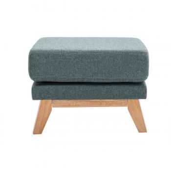 Puf reposapiés nórdico de tela desenfundable verde grisáceo y madera clara Oslo