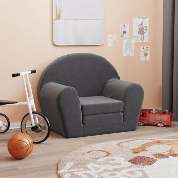 Sofá Cama Infantil Antracita de Felpa Suave