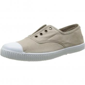 Zapatillas de lona de mujer con elástico central y puntera de goma