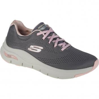 Skechers Arch Fit Lucky Thoughts - Zapatillas Deportivas Mujer Cómodas y Elegantes con Cordones Elásticos, color gris