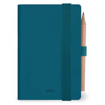 Agenda Bidiaria Mini 2025 Legami, 12 meses, 2 días por página, tamaño 6,5 x 10 cm, color azul claro, incluye lápiz y cierre con elástico, papel FSC certificado