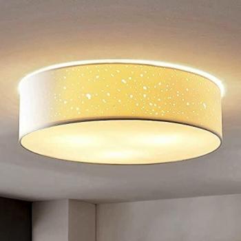 Lámpara de techo Umma de Lindby, moderna, color blanco, hecha de textura y tela, con 3 llamas E27, adecuada para salón y comedor