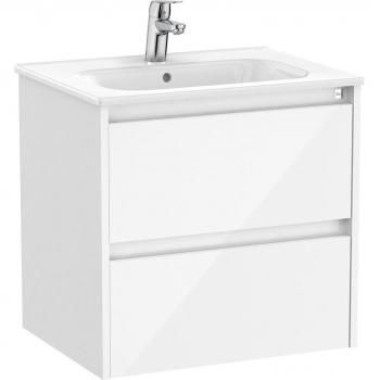 Mueble de baño Roca Tenet con 2 cajones, color blanco brillo, medidas 585 x 460 x 565 mm