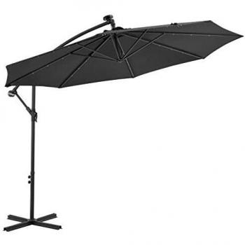 vidaXL Cantilever Garden Parasol with LED Lights and Steel Pole 300 cm Anthracite