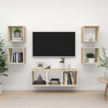 vidaXL Juego de muebles de salón 5 piezas madera ingeniería