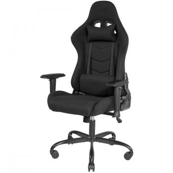 Silla Gaming DELTACO GAM-096F, Ajustable, Tela Negra, Con Cojines para Cuello y Espalda