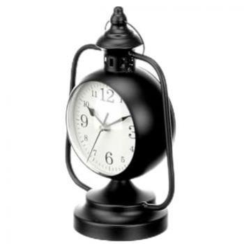 Reloj de Mesa Lámpara Elegante Negro Metal 17 x 25 x 11,3 cm (4 Unidades)