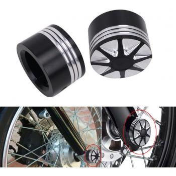 Cozymoon - Tapa Cubierta del Eje Delantero Tuerca Negro de Aluminio CNC Metal para Motocicleta Harley Davidson