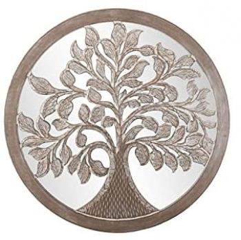 Decoración de Pared DKD Home Decor 90 x 2,5 x 90 cm Acabado envejecido Natural Árbol Blanco Indio