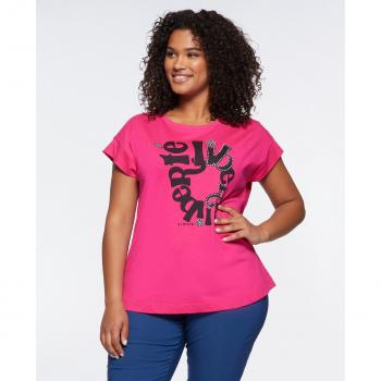 Camiseta de mujer Fiorella Rubino de manga corta tipo alas con texto frontal