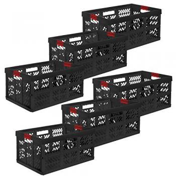 Set de Cajas Plegables Keeeper Ben 6 unidades, 45L, Polipropileno, Color Grafito y Rojo, Dimensiones: 54x37x28 cm