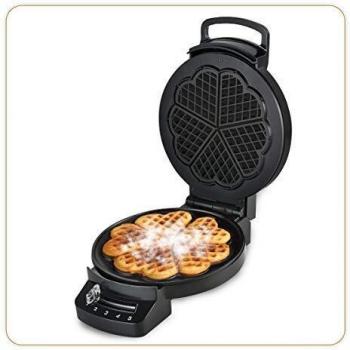 Gofrera Eléctrica Little Balance 8382 - 5 Gofres en Forma de Corazón, 1200W, Placas Anti-Adherentes, Color Negro