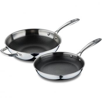 Juego de Sartenes Masterpro Hi-Tech 3 Mp - Sartén Wok (ø 28 cm) y Sartén de 24 cm de Acero Inoxidable