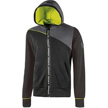 Sudadera Impermeable U-Power Jupiter Negra Carbono XL con Capucha Ajustable y Detalles Fluo