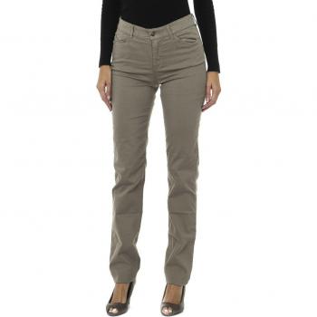 Pantalones largos de tejido elástico regular fit para mujer en color beige oscuro de Armani Jeans