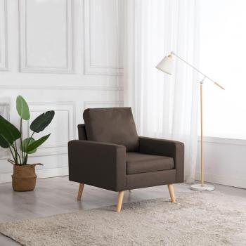 Sillón de tela marrón Day and Night con características de diseño moderno, tapizado en tejido suave, estructura resistente, y cómodo respaldo y asiento