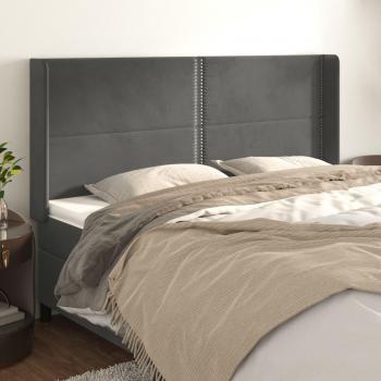 Cabecero con orejas de terciopelo gris oscuro 163x16x118/128 cm VidaXL