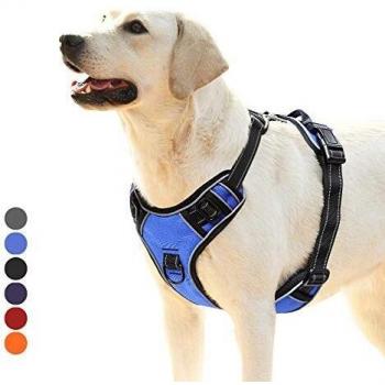 HEELE Arnes Perro Arnes Perro Grande Arnés Antitirones Perros con Lineas Reflecantes Cómodo Transpirable Chaleco Acolchado Ajustable para Adiesreamiento Correr Aire Libre Azul, L