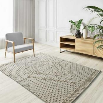 Alfombra de Interior Hecha a Mano Pamuk 1110 - Crema, Geométrica, Lavable en Lavadora, Tamaños: 60x90, 80x120, 120x170, 160x230