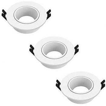 Aro Foco Empotrable Regulable Con Portalamparas Para Bombillas GU10 Ø 90 x 29 mm. Bombilla encastrada. Pack de 3 unidades