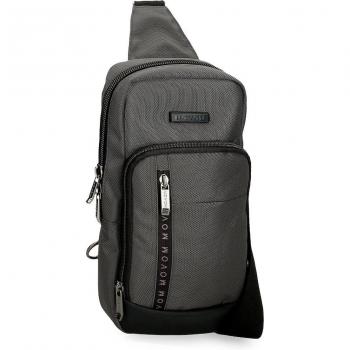 Bandolera cruzada Movom Buster gris con compartimento frontal y correa ajustable