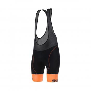 Santini Wave C3W Mallas Cortas con Tirantes, Mujer, Negro/Naranja, Medium