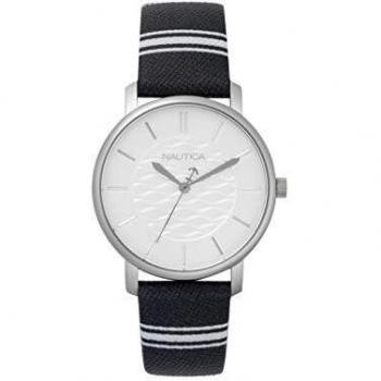 Nautica Women's Analogue Analog Quartz Watch with Leather Calfskin Strap NAPCGS001