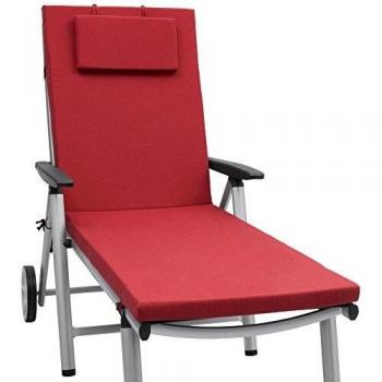 Cojín acolchado para tumbona de jardín Beautissu Loft RL 200x60x5 cm - Rojo