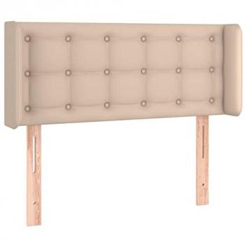 Cabecero de Cama Tapizado en Cuero Sintético Color Capuchino 103x16x78/88 cm con Diseño de Orejas