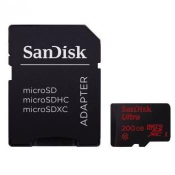 Tarjeta MicroSDXC SanDisk Ultra 200GB Clase 10 UHS-I con Adaptador