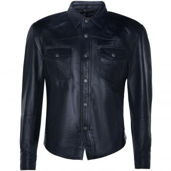 Infinity Leather Men's Black Slim Fit Retro Shirt Jacket 3XL
