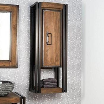 Columna suspendida para cuarto de baño Wanda Collection teca metal 110 cm - Marrón