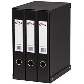 Pardo 924301 - Modulo de 3 archivadores folio, color negro