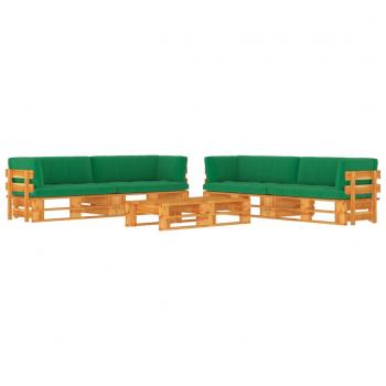 Conjunto de muebles de palets 6 piezas con cojines, madera de pino impregnada color miel
