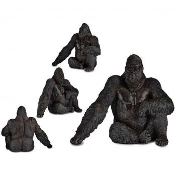 Figura Decorativa Gorila Negro de Resina (34 x 50 x 63 cm)