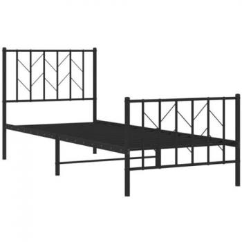 Estructura de Cama con Cabecero y Estribo, Metal Negro 80x200 cm