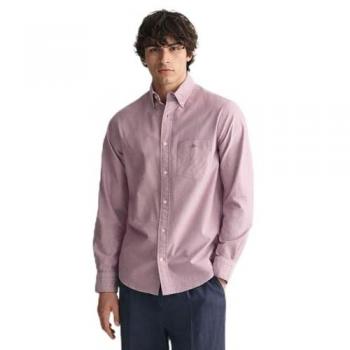 Camisa Oxford Regular Fit Burdeos para Hombre Gant, Manga Larga, Algodón
